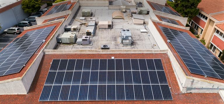 Roof with solar panels