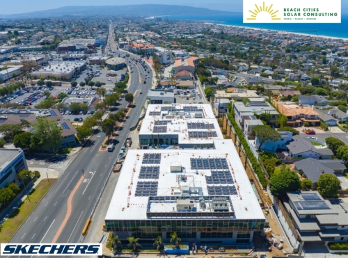 BCSC was awarded three rooftop solar projects for SKECHERS new corporate headquarters.  Project # 2 was recently completed at 2901 PCH Hermosa Beach, CA.  